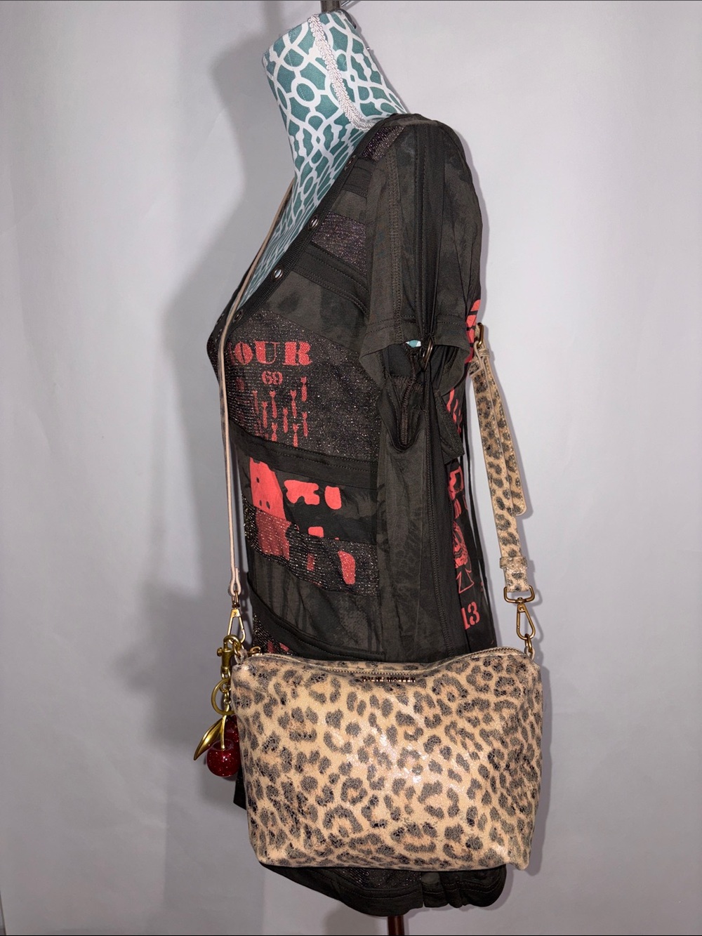 Steve Madden Faux Leather Animal Leopard Print Crossbody Purse Bag